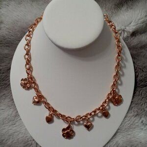 Rose Gold Bronze 316 L Stainless Steel Color Choker Chain With Charms